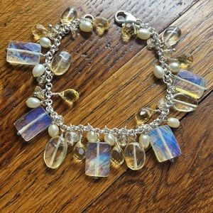 Sterling Silver Citrine Opalite 7” Bracelet